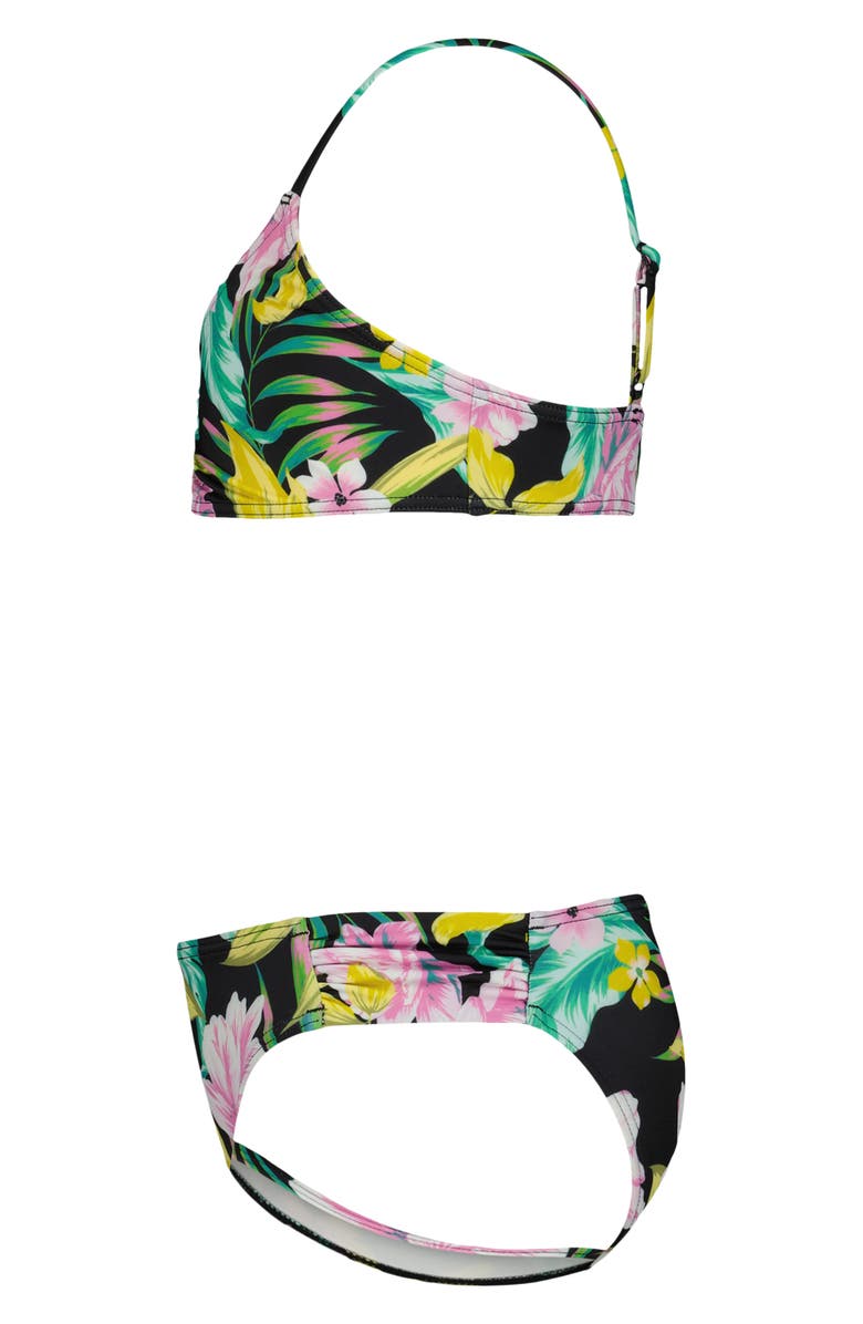 Billabong Kids' Shadow Tropics Floral Two-Piece Swimsuit, Alternate, color, Black Sands