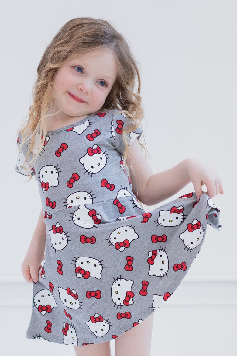 Skater Dress, Alternate, color, Hello Kitty Grey