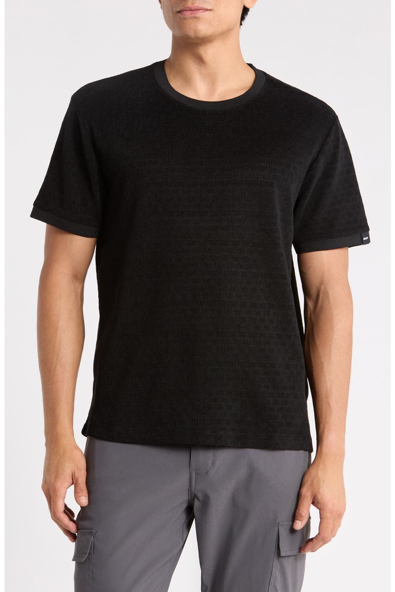 Checkerboard Mesh T-Shirt, Main, color, BLACK