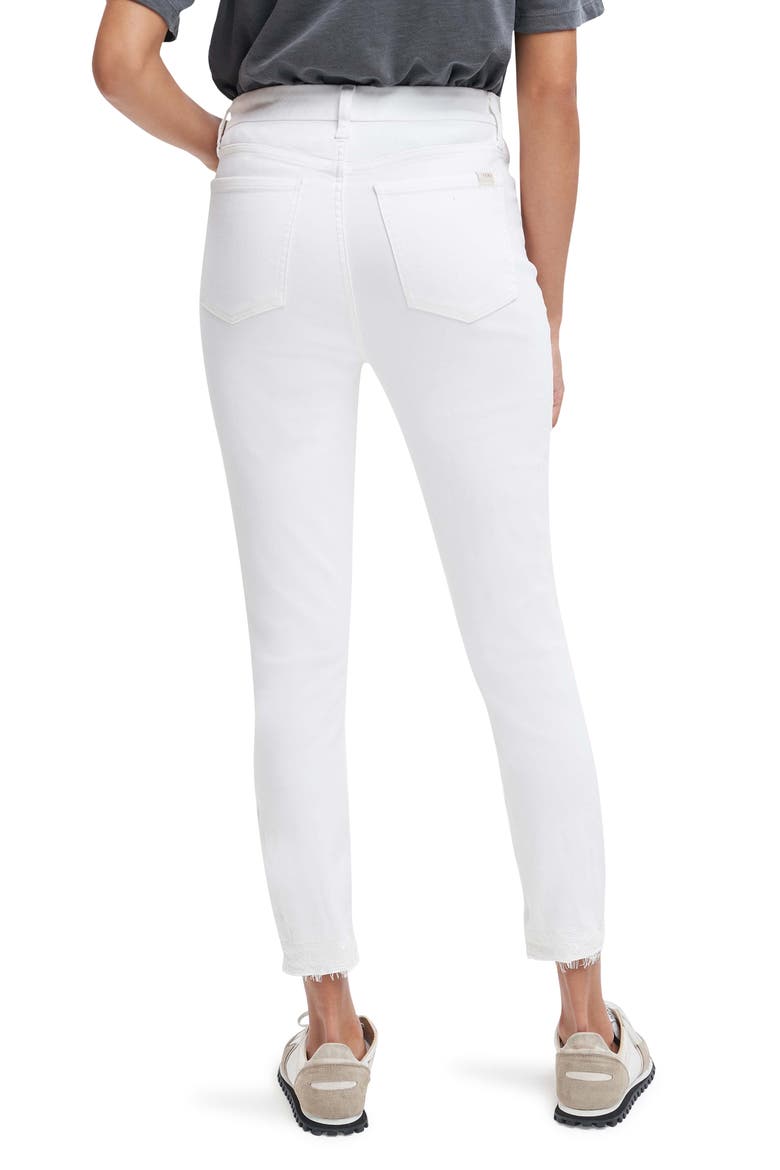 Embroidered Scallop Hem Slim Ankle Jeans, Alternate, color, CLEAN WHITE