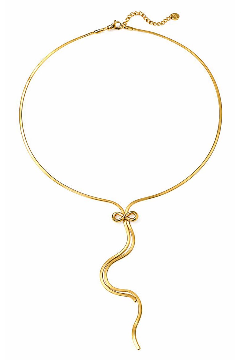 Bow Lariat Necklace, Alternate, color, GOLD