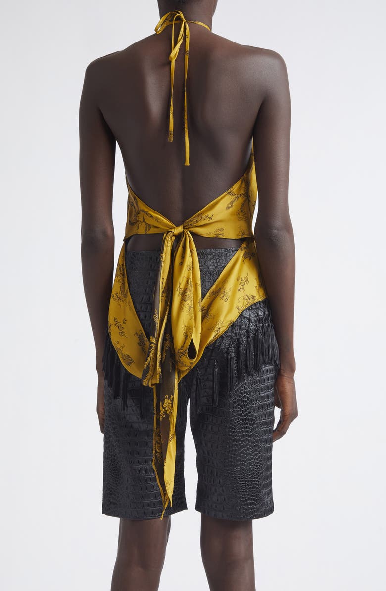 KIM SHUI Bella Fringe Silk Brocade Halter Top, Alternate, color, 