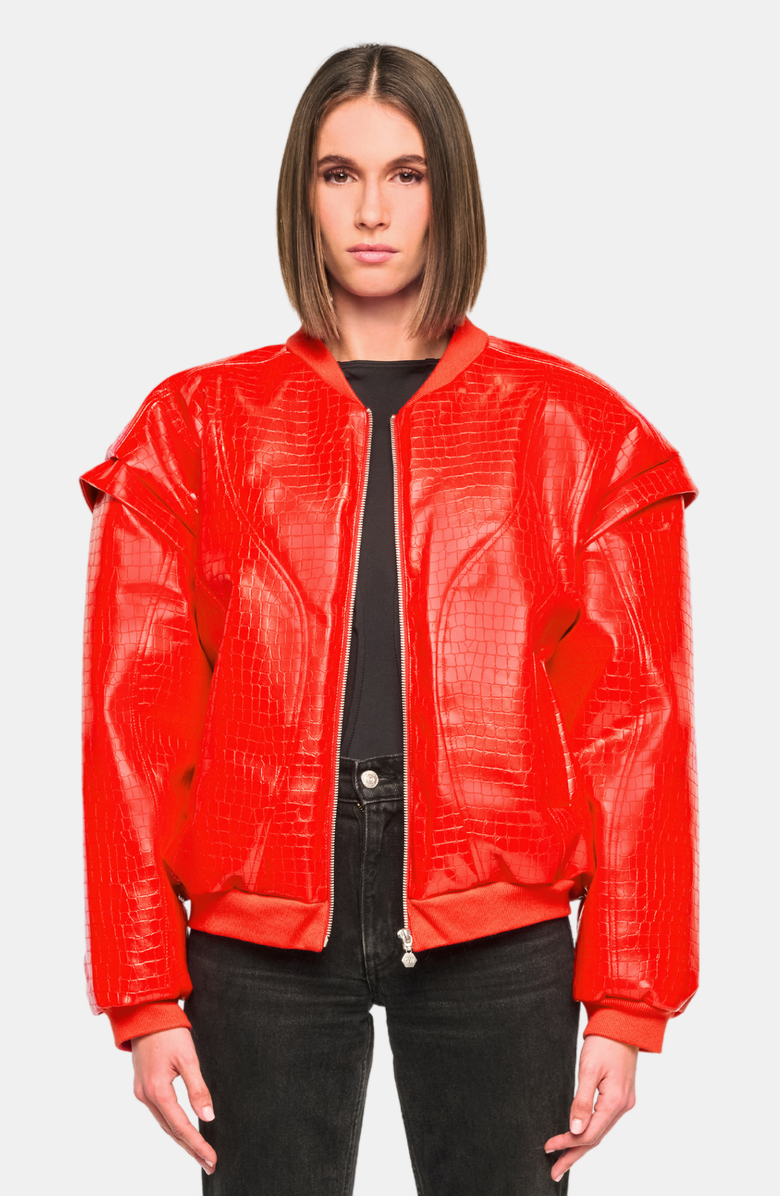 OW Collection VALENCIA Croc Bomber Jacket, Main, color,