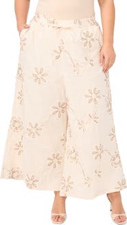Vince Camuto Elastic Waist Wide Leg Crop Pants