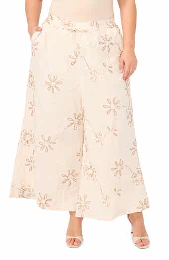Elastic Waist Wide Leg Crop Pants