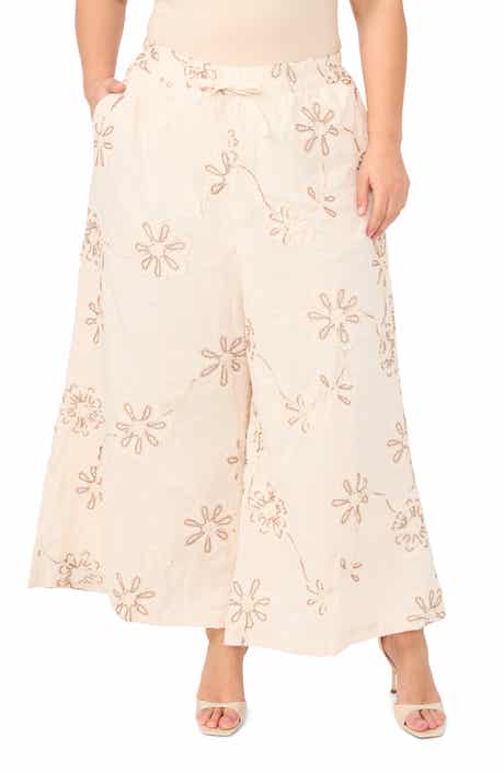 Elastic Waist Wide Leg Crop Pants