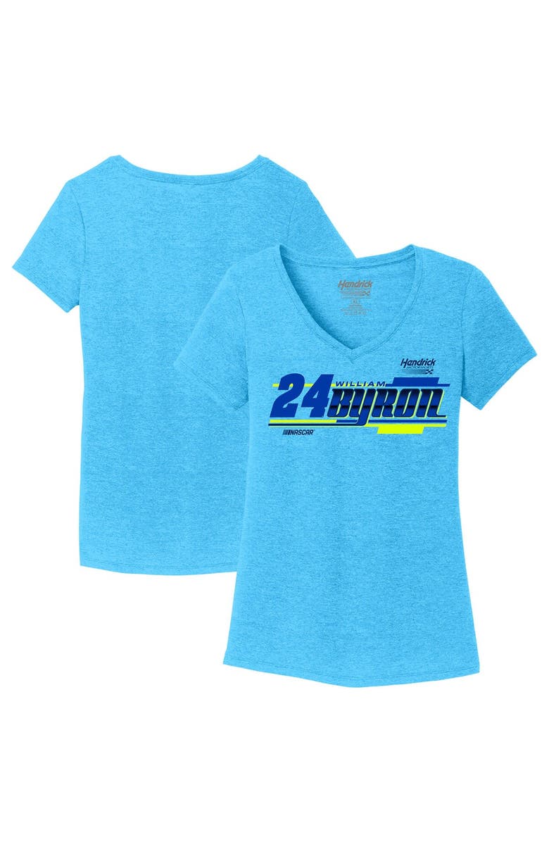 HENDRICK MOTORSPORTS TEAM COLLECTION Women's Hendrick Motorsports Team Collection  Blue William Byron Tri-Blend V-Neck T-Shirt, Main, color, 