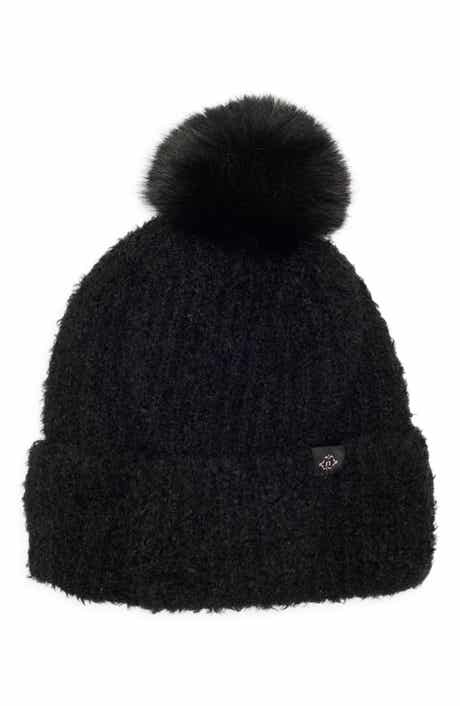 Nanette Lepore Faux Shearling Beanie with Faux Fur Pompom