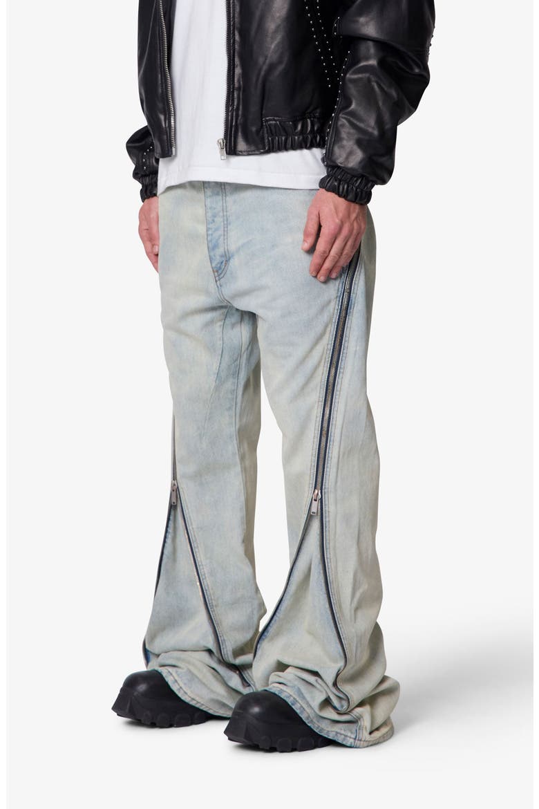 Zipper Extra Flare Leg Jeans, Alternate, color, LIGHT VINTAGE