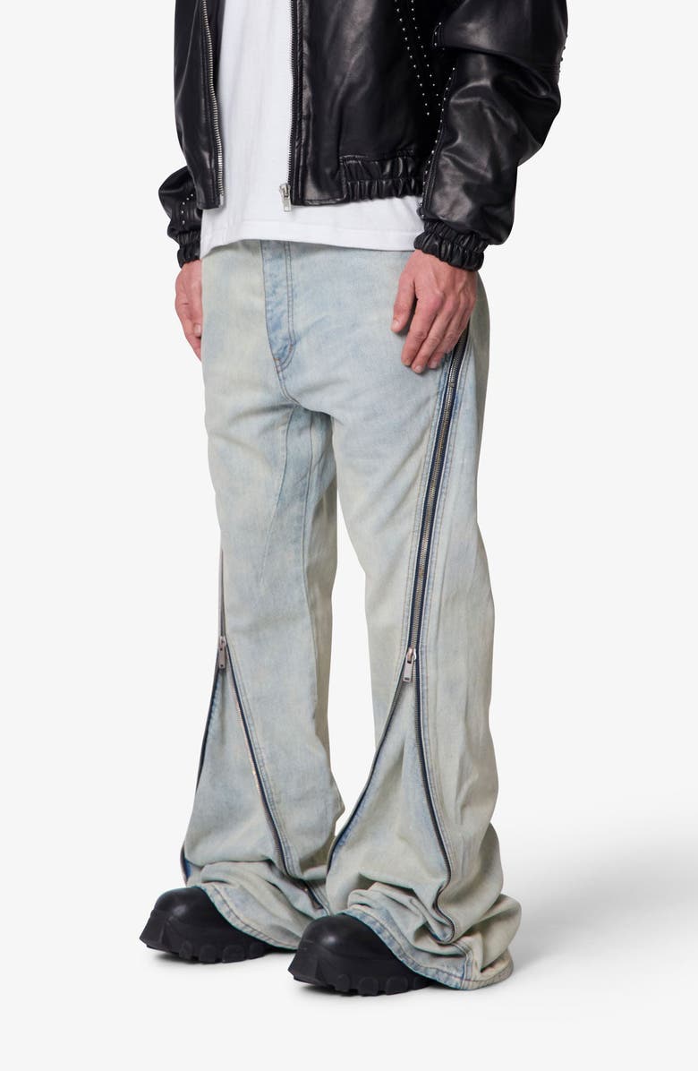 mnml Zipper Extra Flare Leg Jeans, Alternate, color,