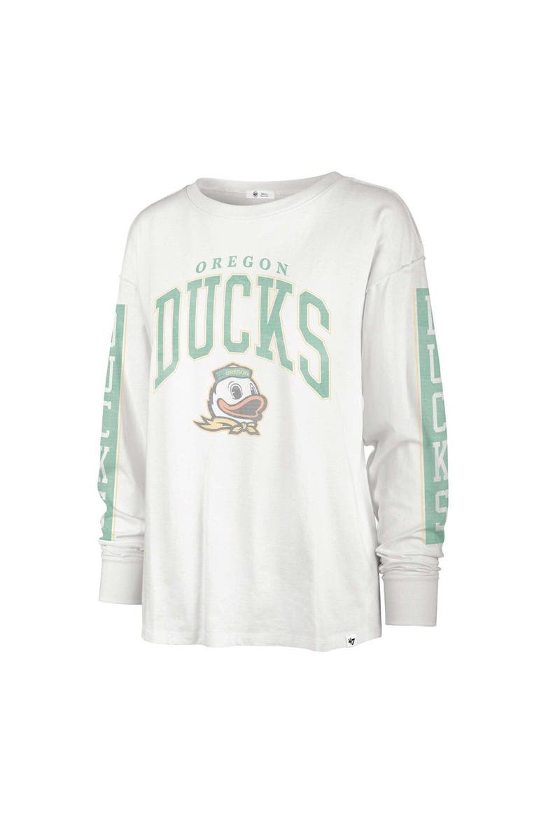 Women's '47 Cream Oregon Ducks Statement SOA 3-Hit Long Sleeve T-Shirt, Alternate, color, White