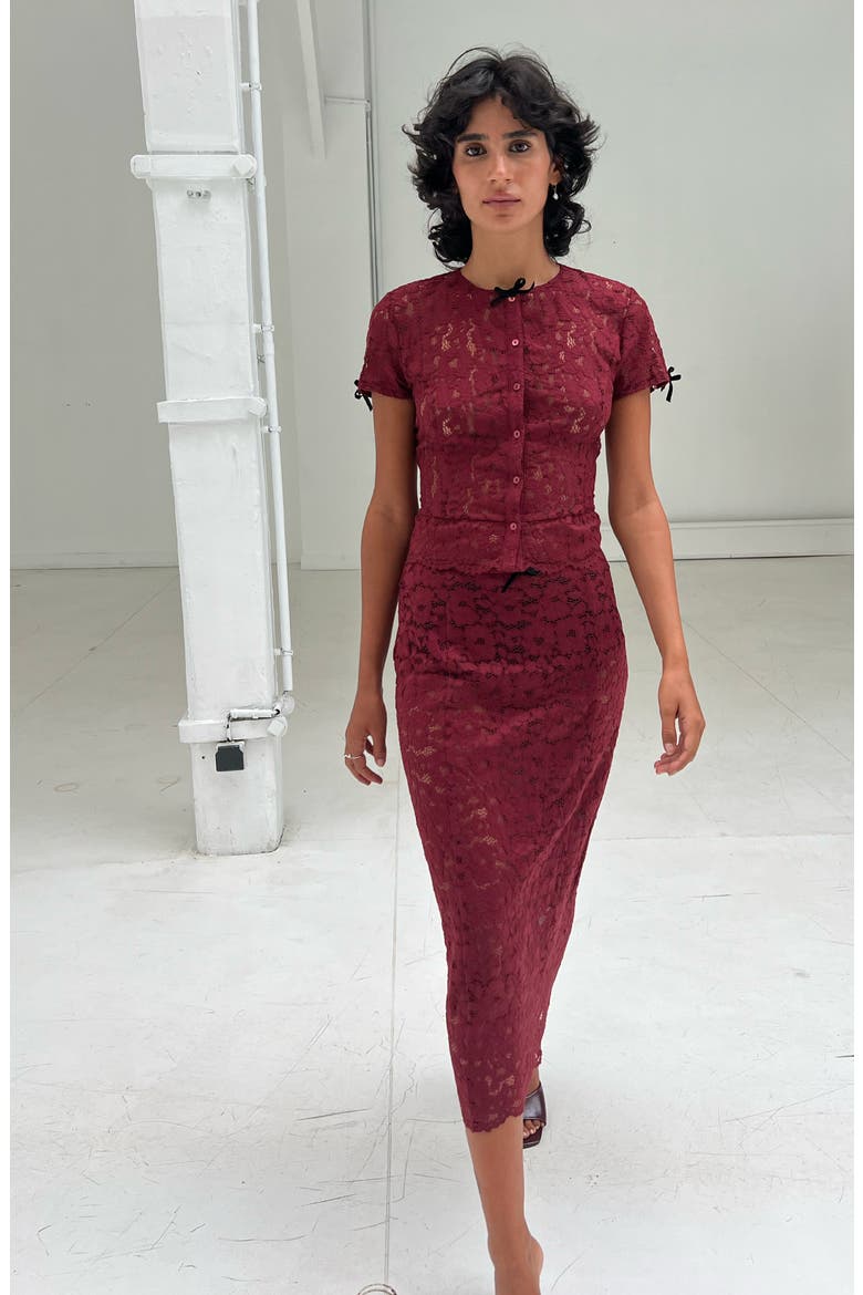 Lace Pen Skirt, Alternate, color, Burgundy