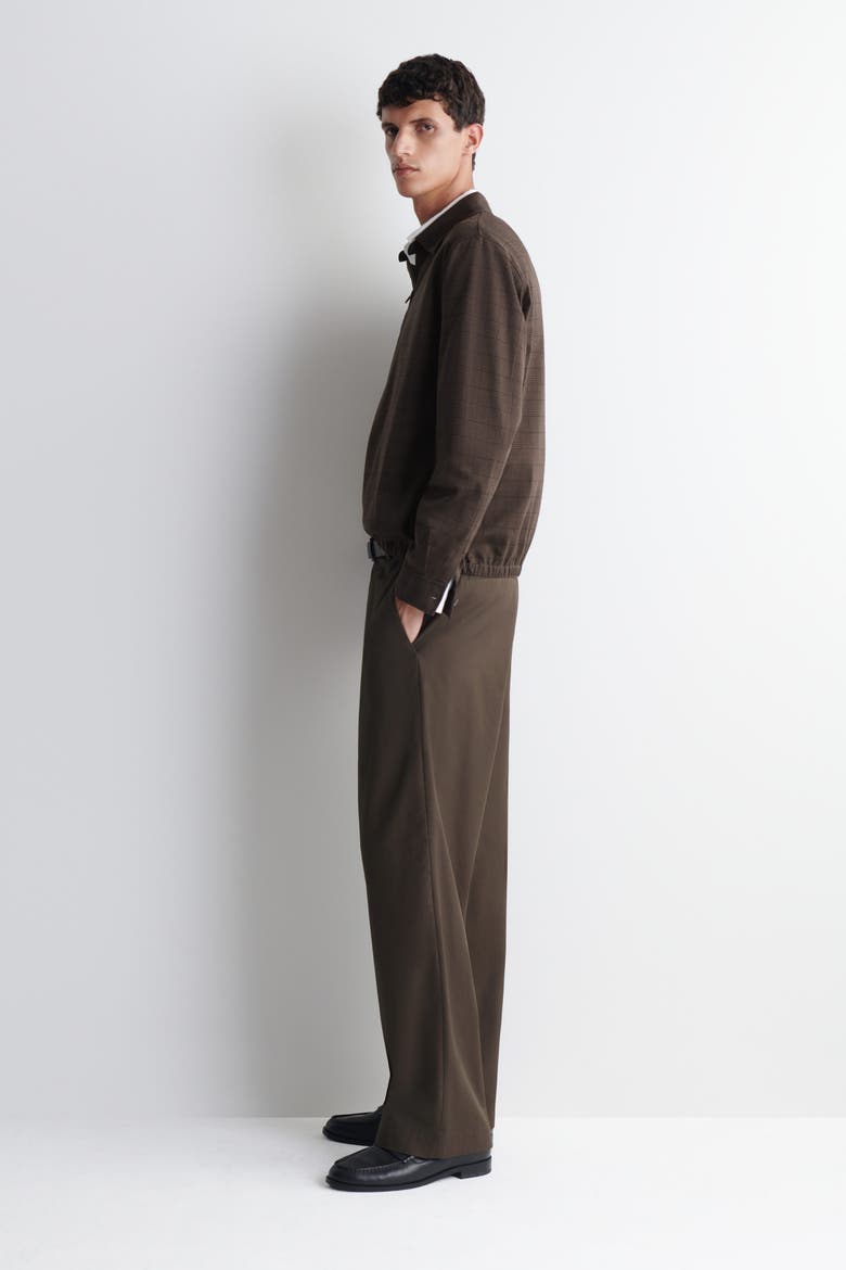 Checked Cotton Jacquard Zip-Up Polo Shirt, Alternate, color, BROWN / CHECKED