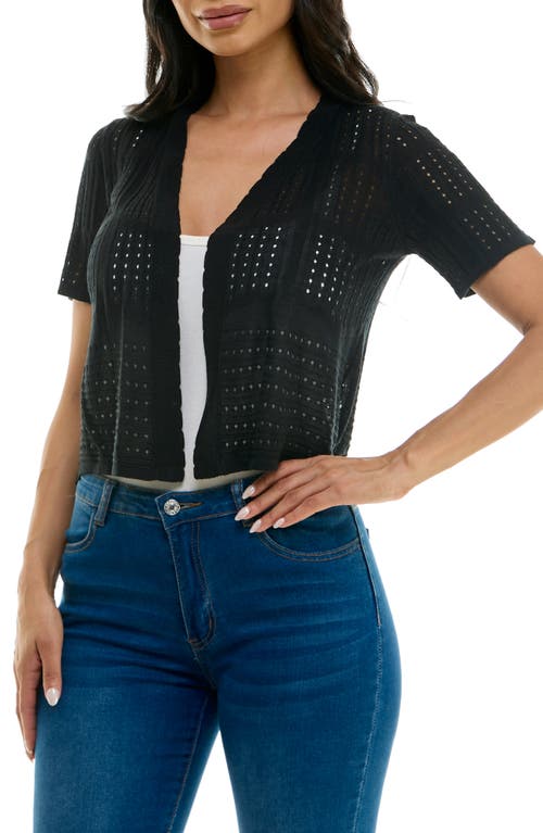 Nina Leonard Open Stitch Short Sleeve Bolero In Black