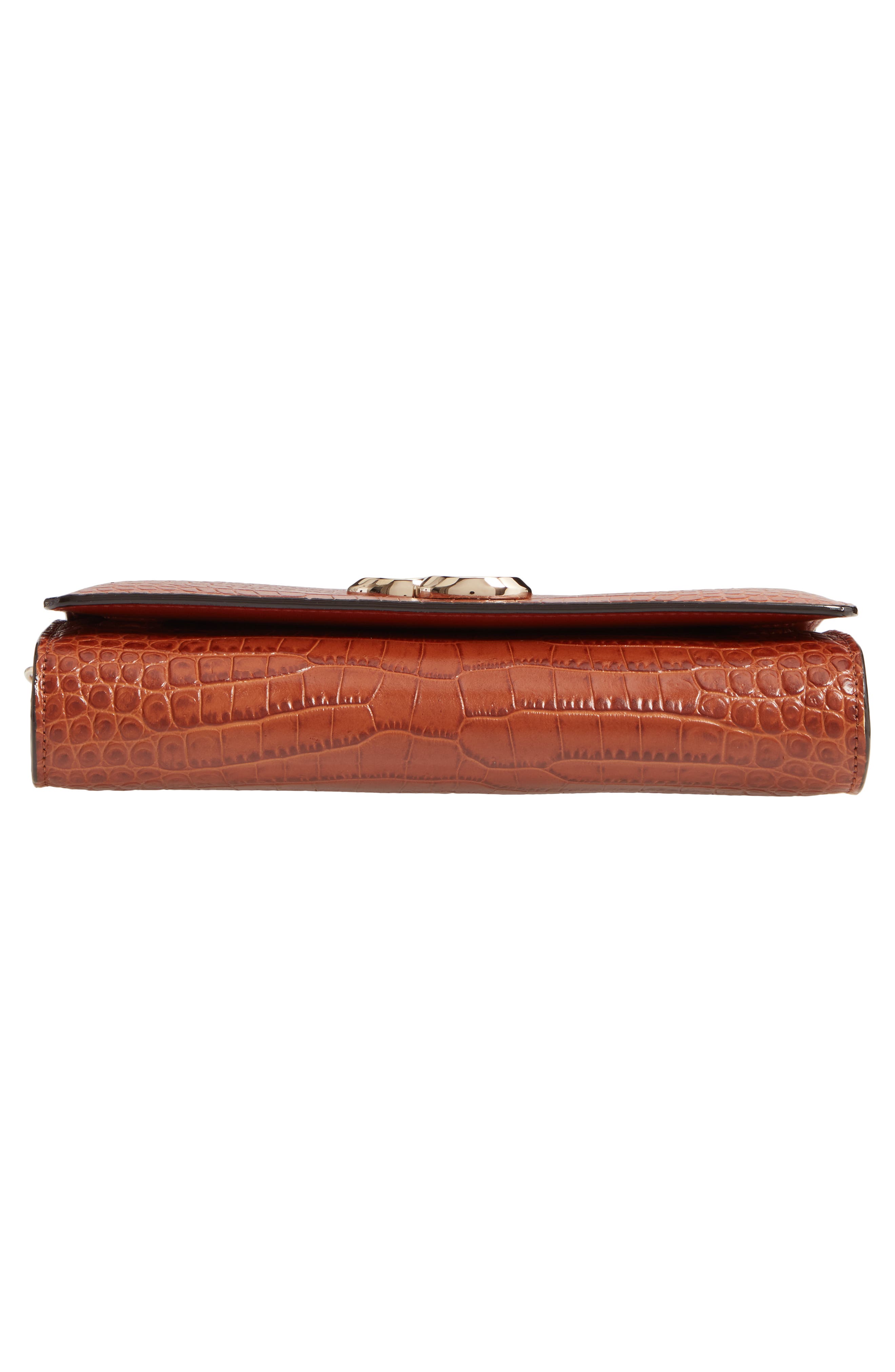 Jimmy Choo Varenne Croc Embossed Leather Clutch, Alternate, color, Cuoio