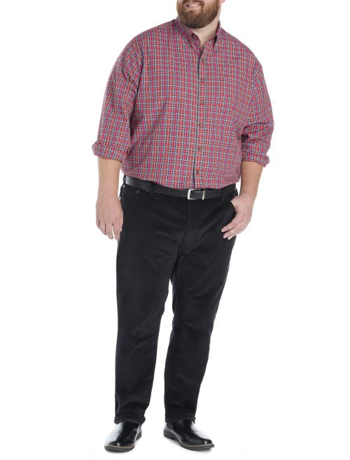 Harbor Bay By Dxl Big & Tall Easy-care Small Plaid Sport Shirt In Red