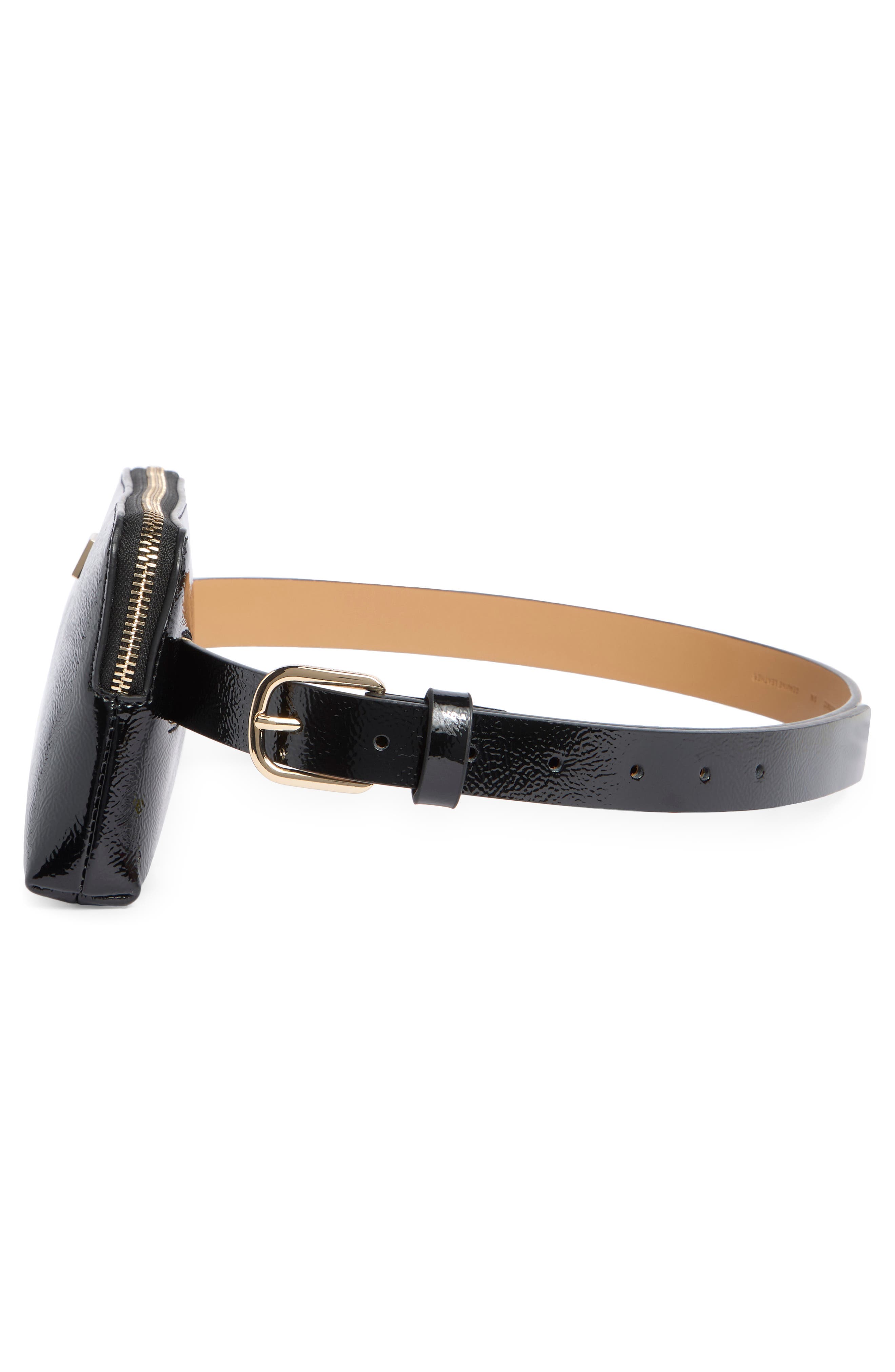 Kate Spade New York crinkle belt bag, Alternate, color, Black / Polished Gold