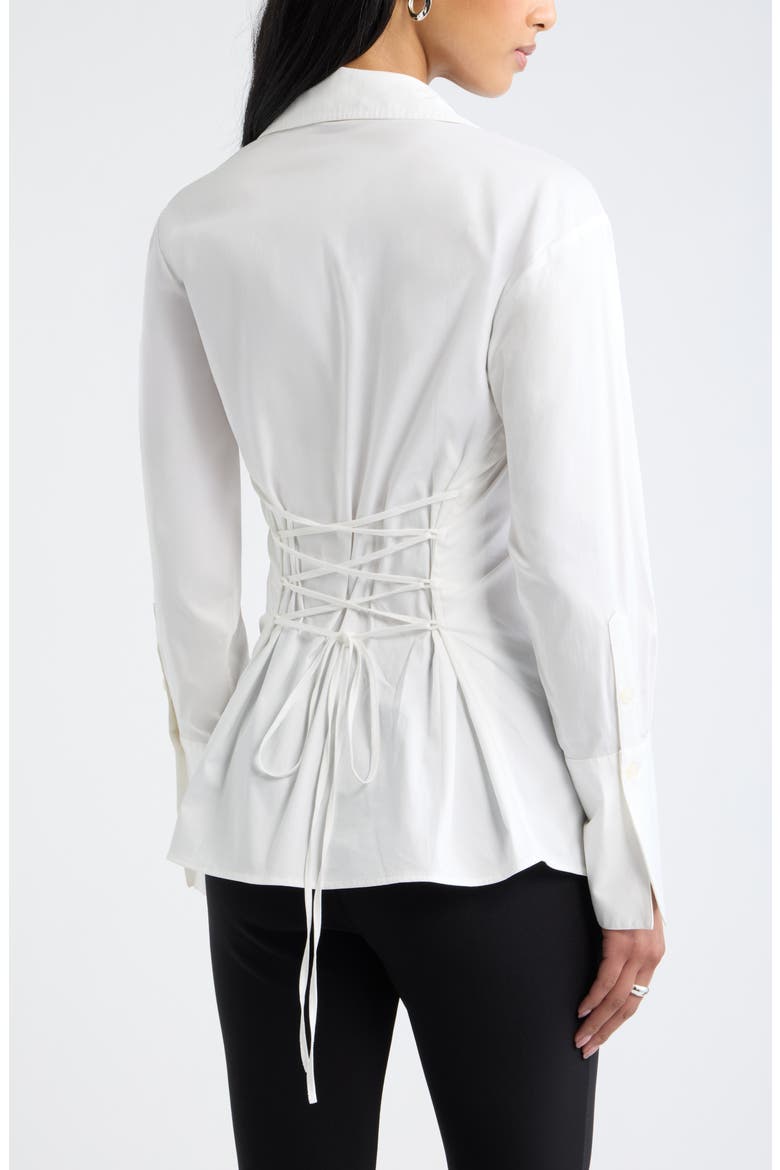 Tie Back Button Up Shirt, Alternate, color, WHITE