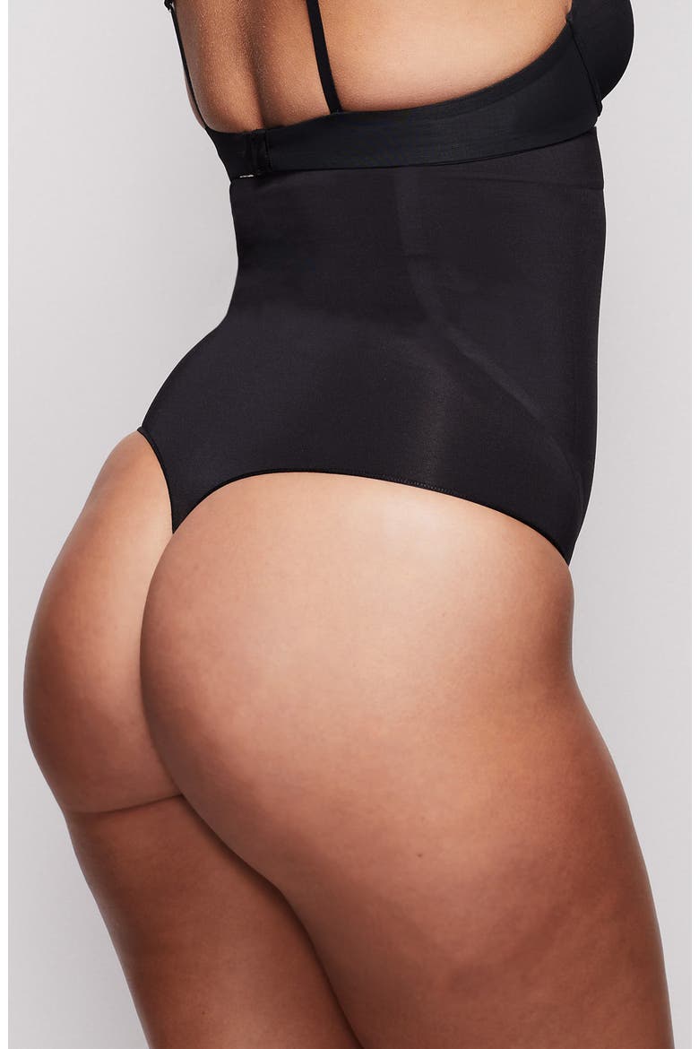 High Waist Bonded Thong, Alternate, color, ONYX