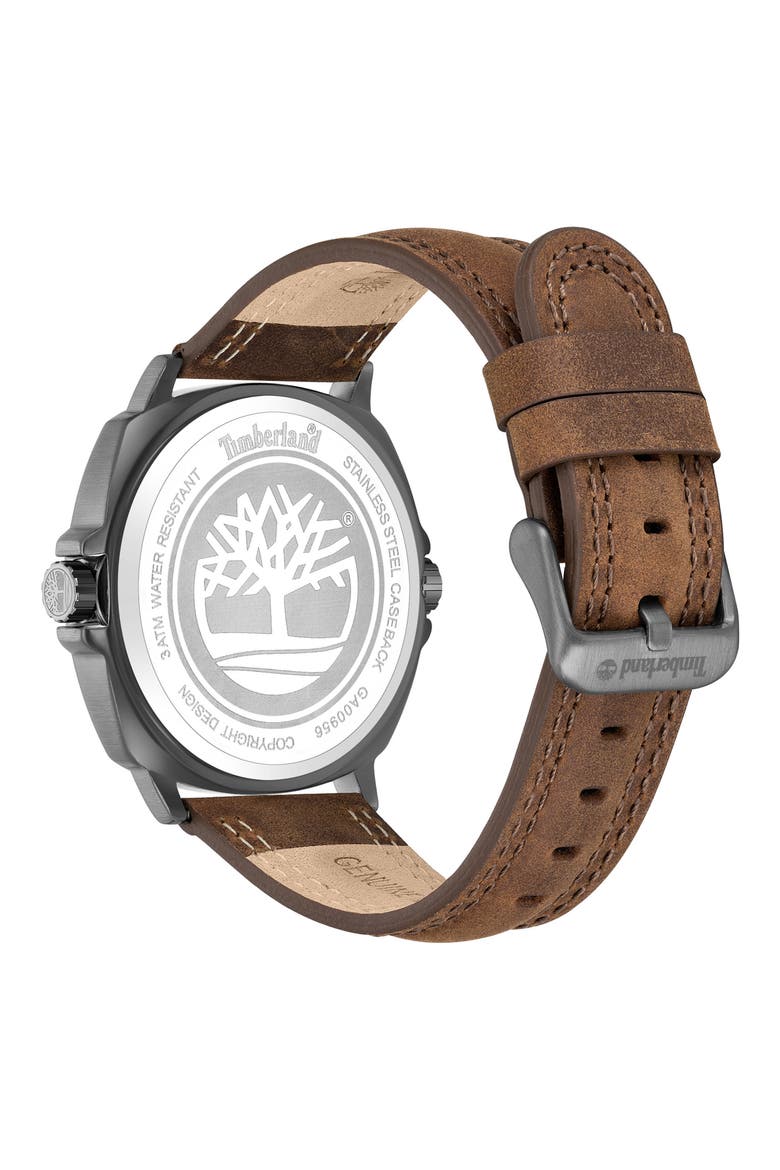 Williston Leather Strap Watch, 48mm, Alternate, color, DARK BROWN/ BLUE