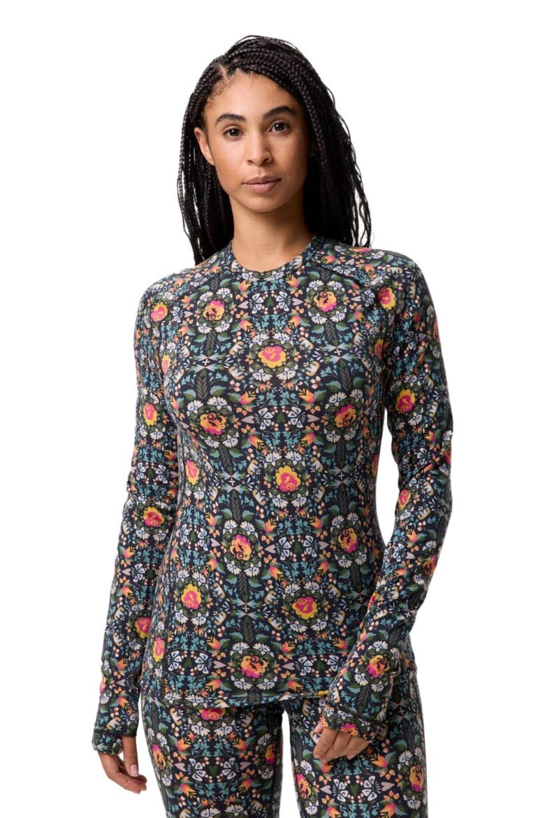 Cedars Rws Merino Lt-Wt Baselayer Crew Top - Women's, Main, color, Tyrol Floral Print