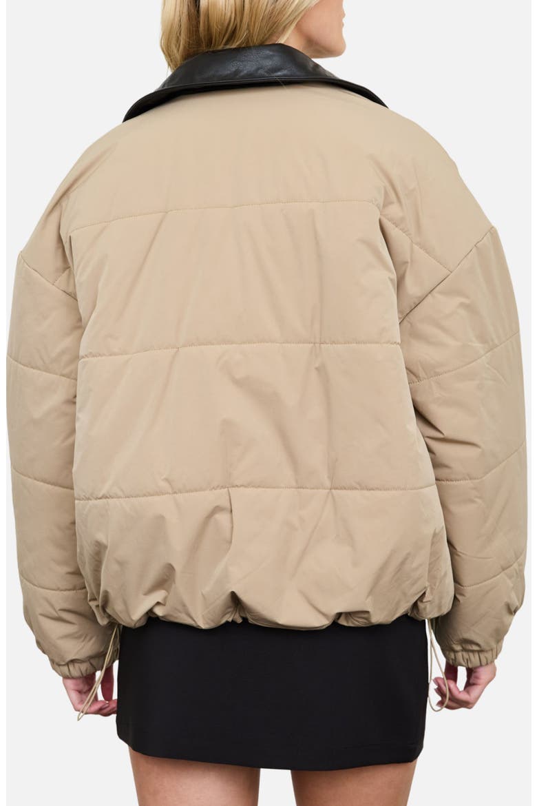 Contrast Collar Puffer Jacket, Alternate, color, KHAKI
