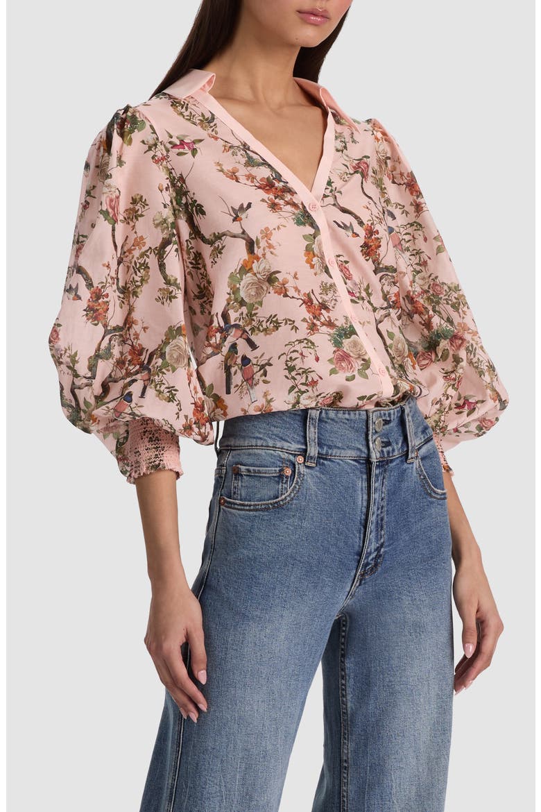 Charis Cotton & Silk Shirt, Alternate, color, SUNSET GROVE ENGLISH ROSE