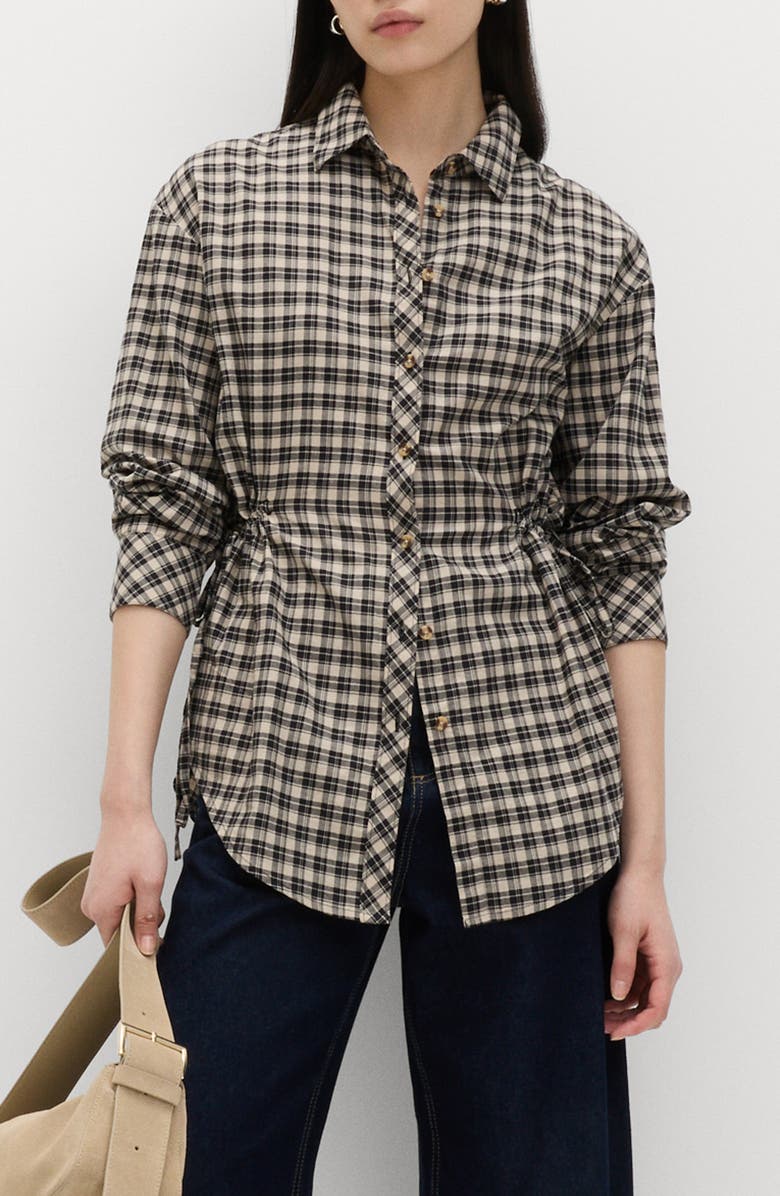 M&S Drawstring Waist Cotton Shirt, Main, color, Black/ Multi