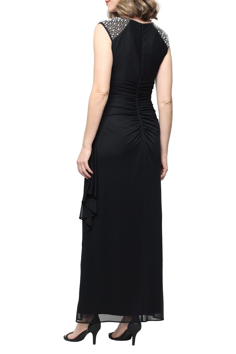 Heat Set Crystal Empire Waist Gown, Alternate, color, BLACK