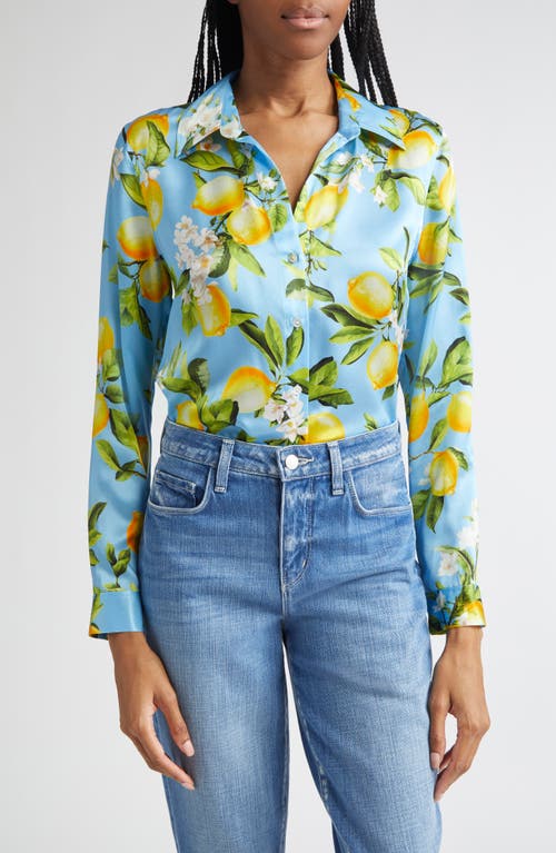L AGENCE L'AGENCE TYLER LEMON PRINT SILK BUTTON-UP SHIRT 