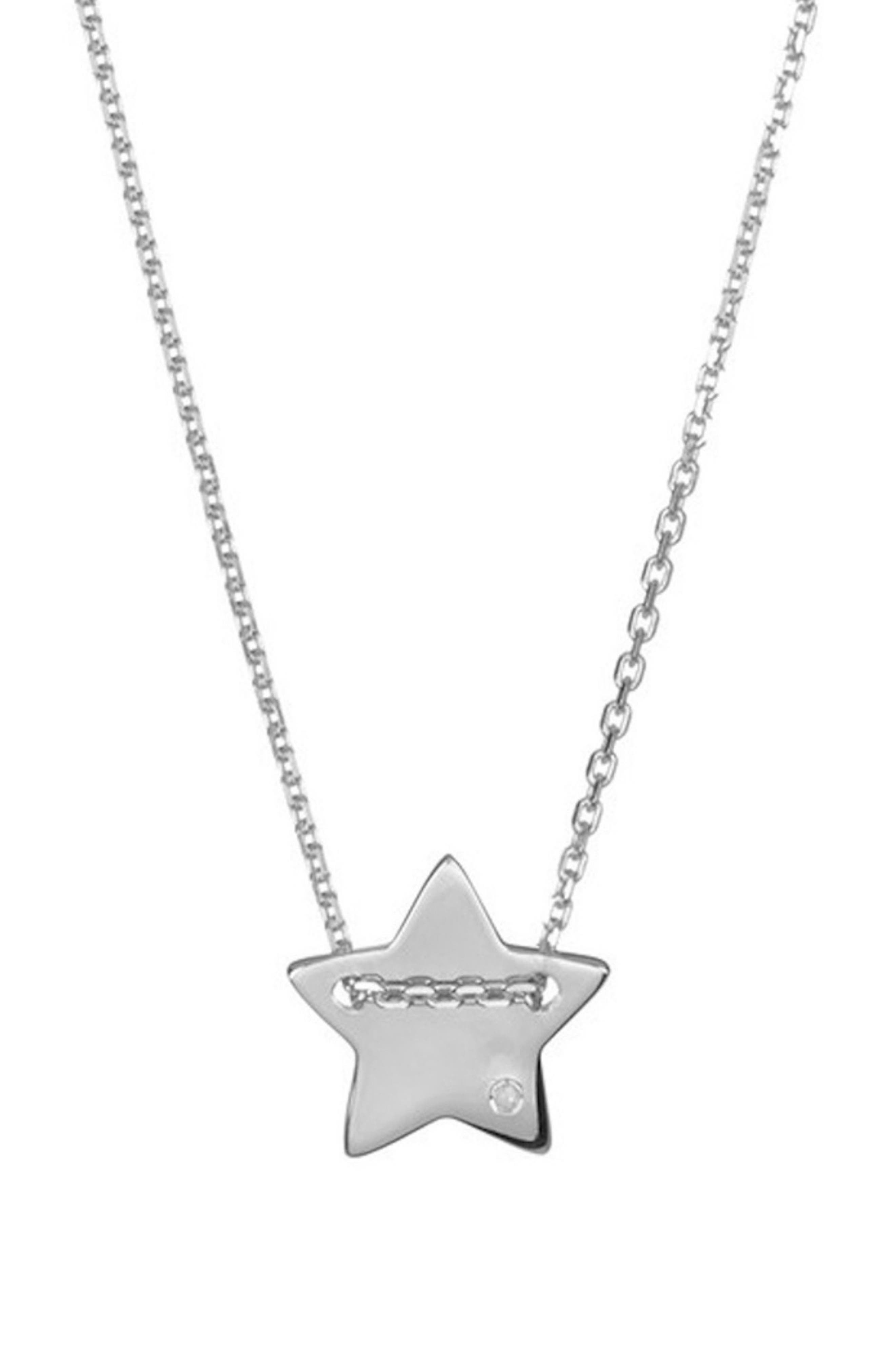 Adornia 14K Yellow Gold Plated Diamond Detail Star Charm Necklace - 0.01 ctw