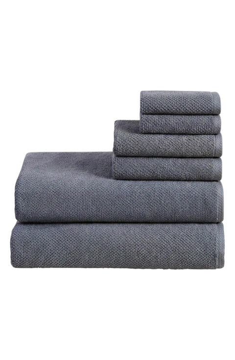 6-Piece Cotton Textured Bath Sheet Set