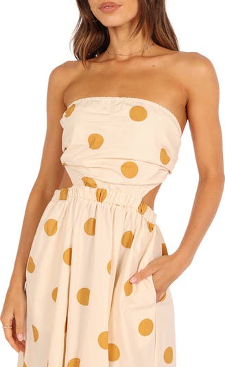 Petal & Pup Angelique Polka Dot Strapless Open Back Maxi