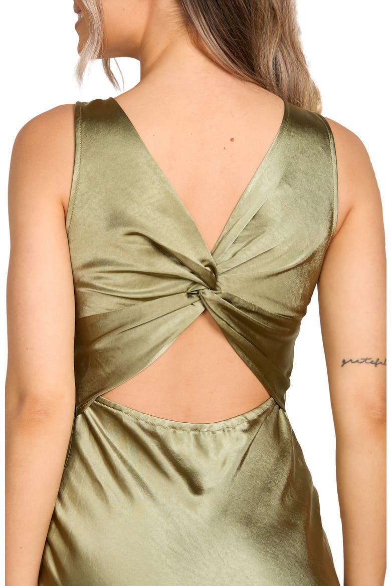 Twist Back Satin Bridesmaid Dress, Alternate, color, Moss Green