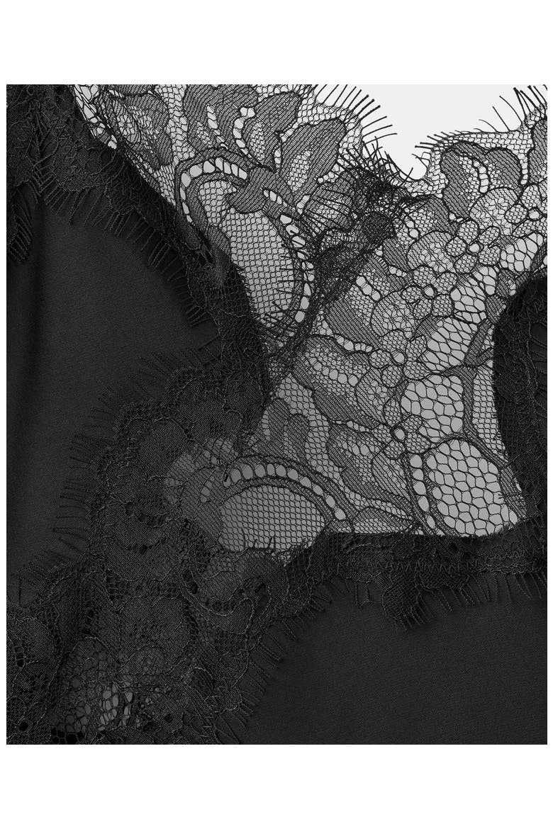 Lace Asymmetric Camisole Dress, Alternate, color, BLACK