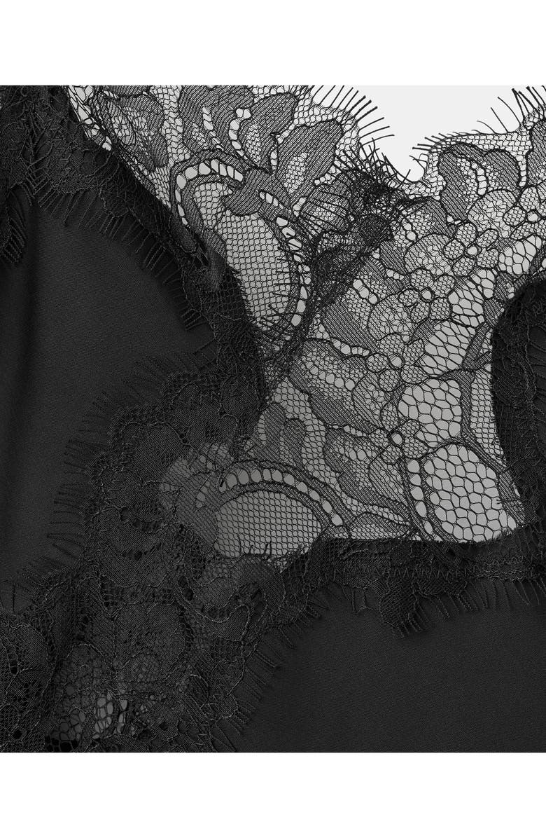 MANGO Lace Asymmetric Camisole Dress, Alternate, color, Black