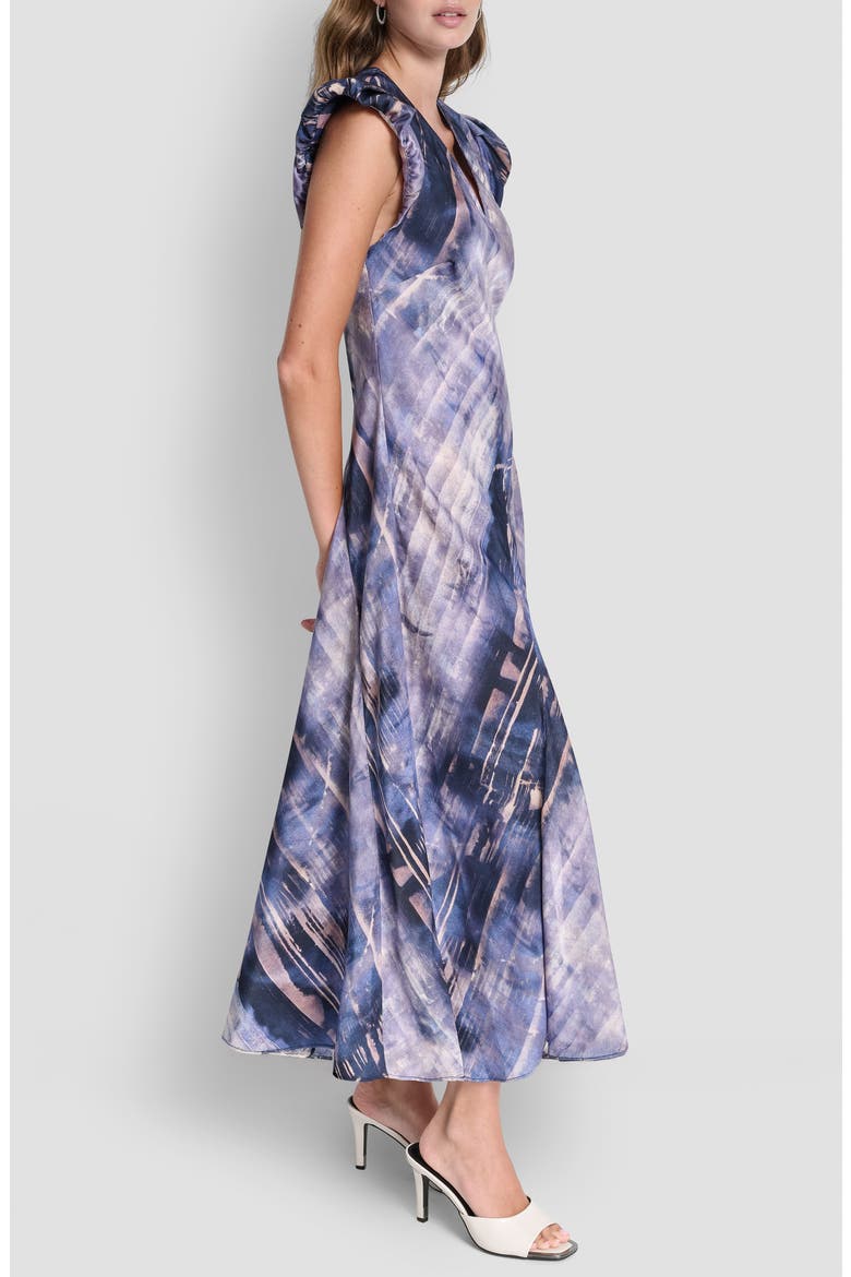 Puff Sleeve Satin Maxi Dress, Alternate, color, HUDSON LIGHTS