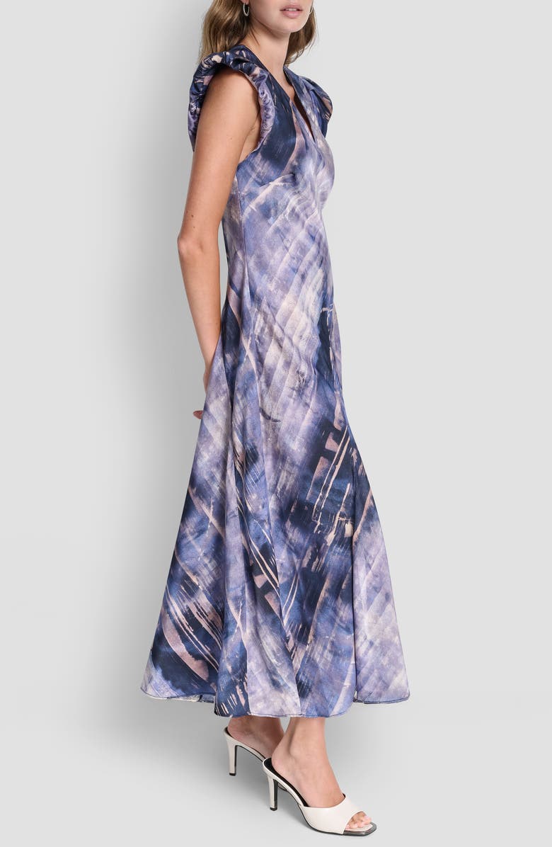 DKNY Puff Sleeve Satin Maxi Dress, Alternate, color, Hudson Lights