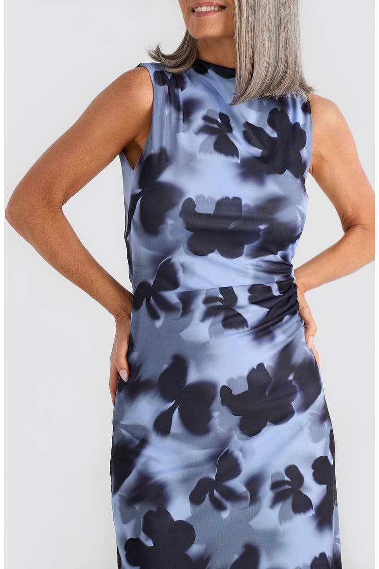 Salem Mock Neck Midi Dress, Alternate, color, BLUE ABSTRACT FLORAL