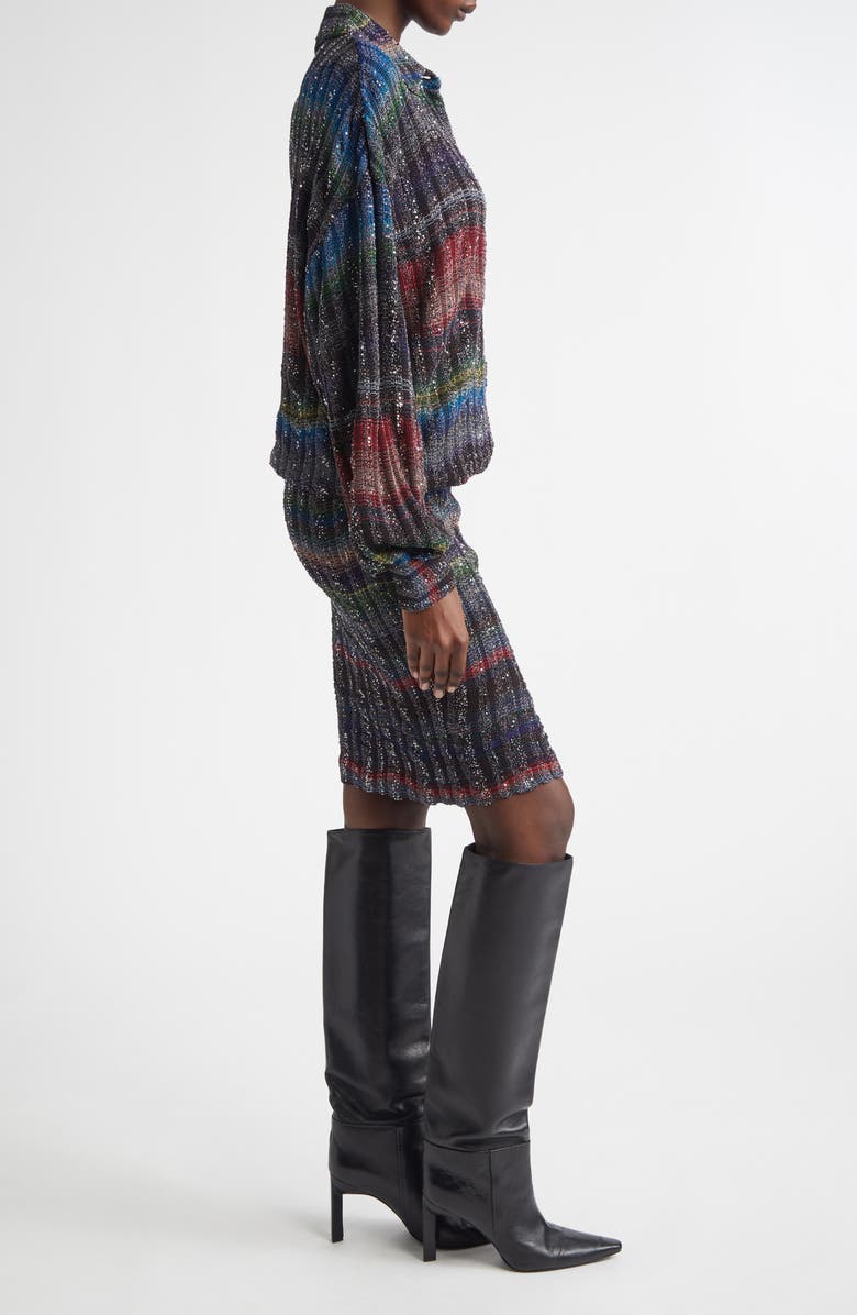Missoni Long Sleeve Blouson Midi Dress, Alternate, color, Black Multicolor Tones