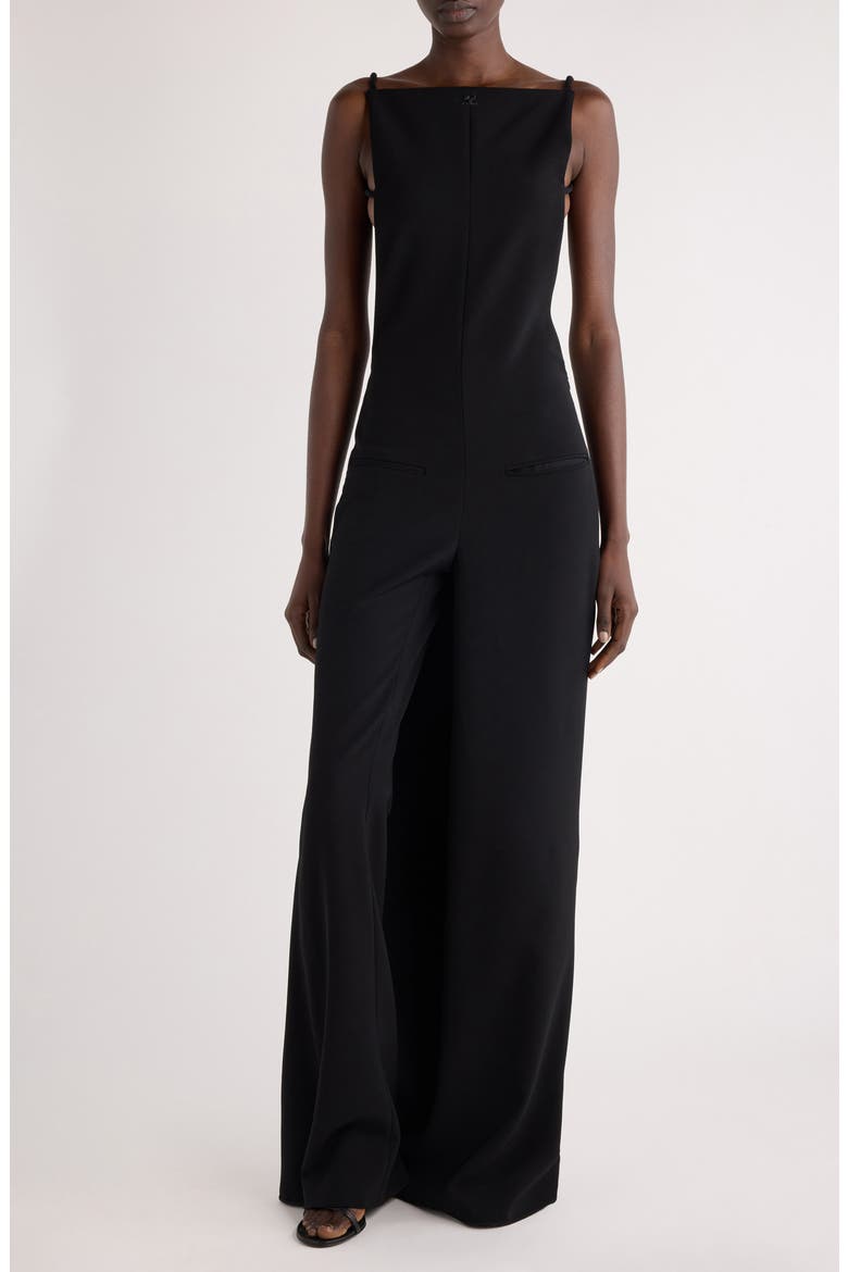 Infinity Allover Open Back Crepe Jumpsuit, Main, color, BLACK