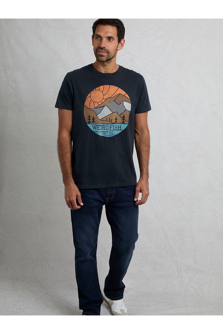 Foothills Front Print T-Shirt, Main, color, Navy