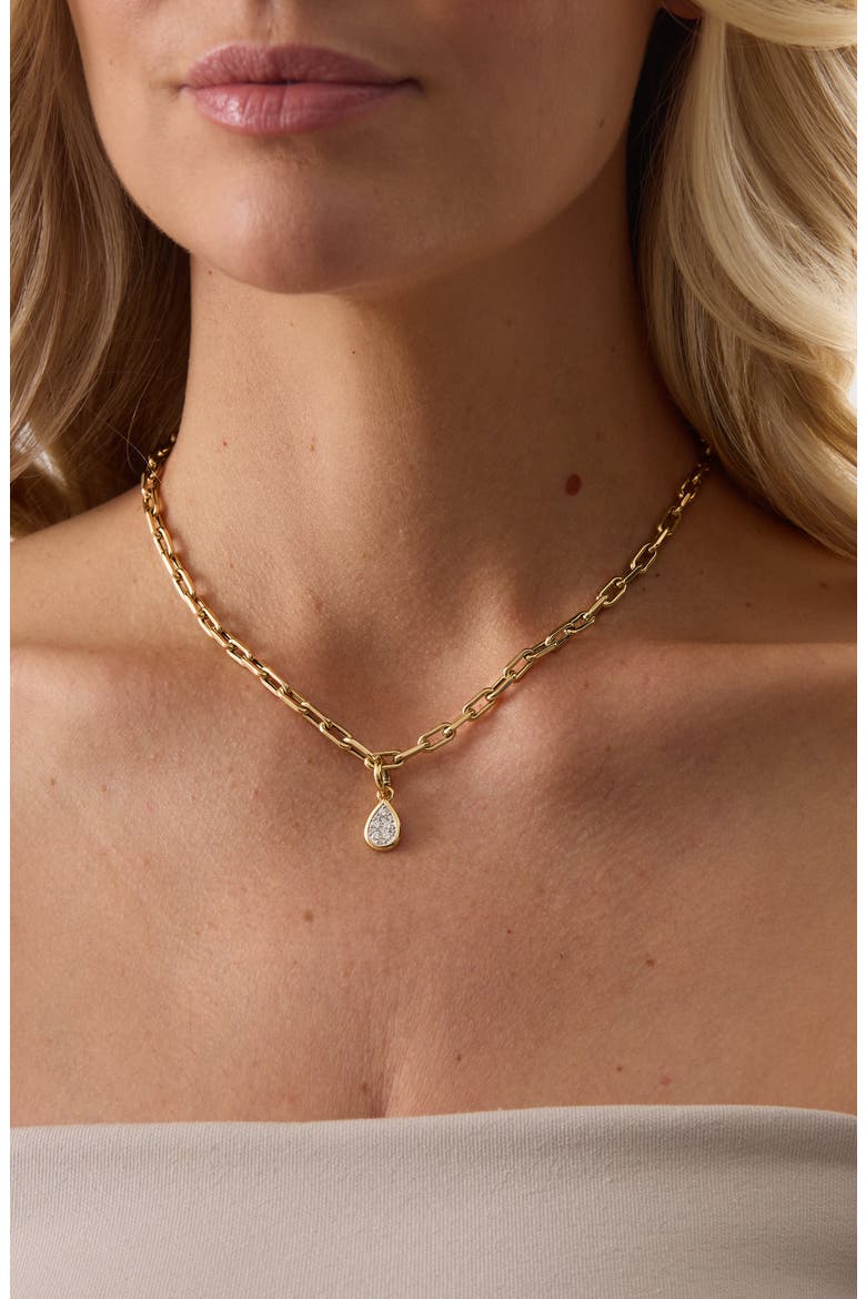 Pear Diamond Pendant Charm, Alternate, color, YELLOW GOLD