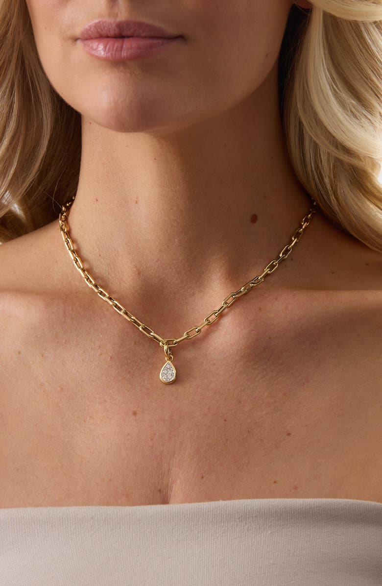 Sara Weinstock Pear Diamond Pendant Charm, Alternate, color, Yellow Gold