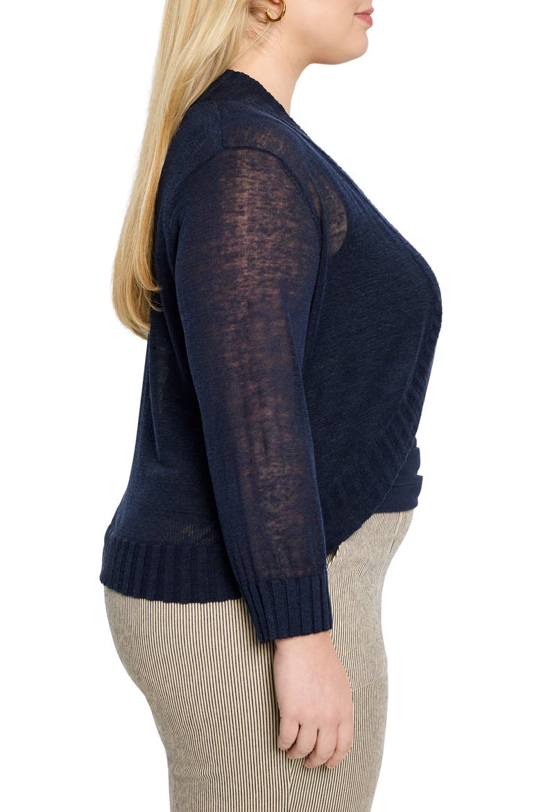 Linen Blend Bolero Cardigan, Alternate, color, DARK INDIGO