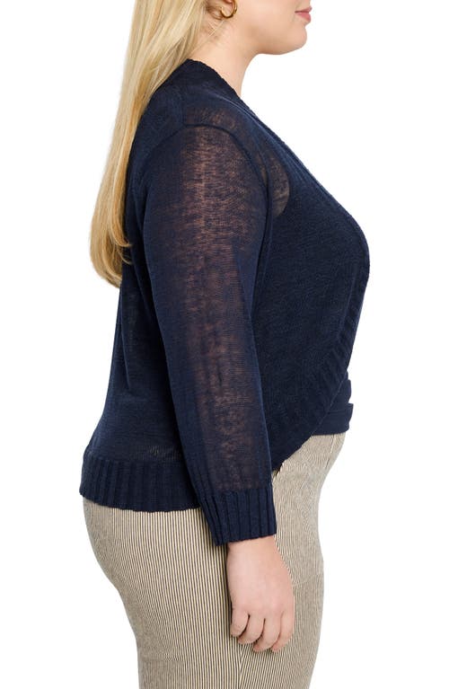 Nic + Zoe Nic+zoe Linen Blend Bolero Cardigan In Dark Indigo