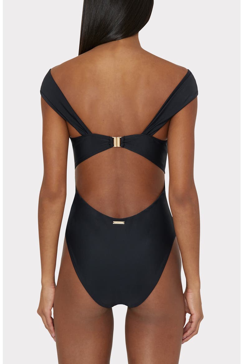 Betsy Draped One-Piece Swimsuit, Alternate, color, BLACK