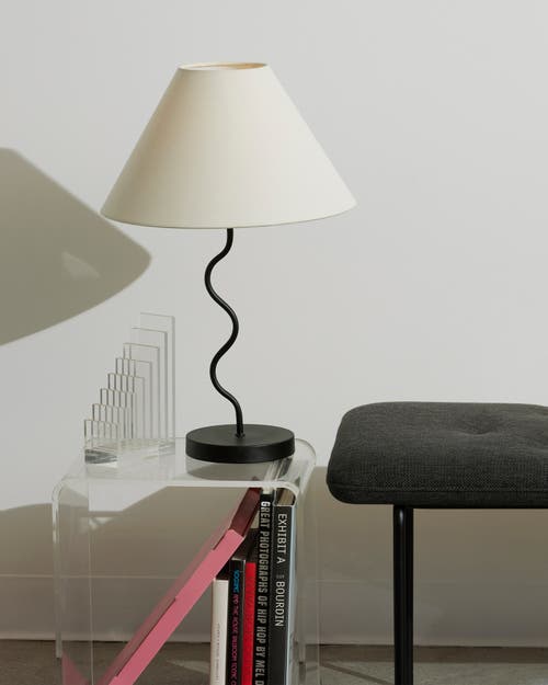 Brightech Squiggle 22' Led Table Lamp With Twisting Base And Ivory Empire Shade In Classic Black