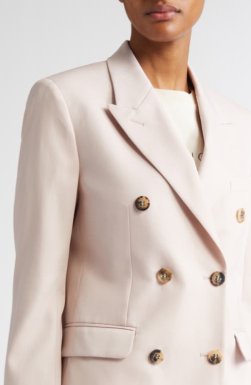 Golden Goose Pink Double-breasted Jacket With Peak Revers And Logo Plaque Detail In Shadow Gray