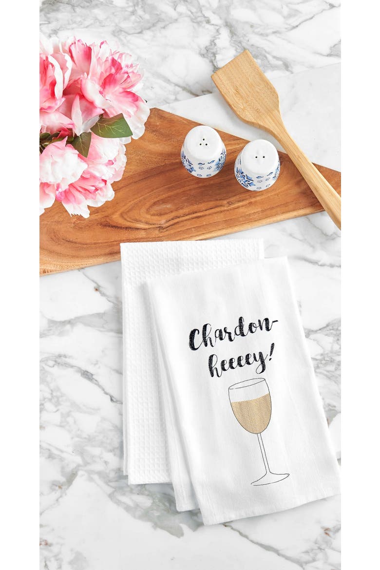 Chardon Heeey Flour Sack Cotton Kitchen Towel, Alternate, color, White